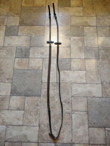 Collegiate Leather And Rubber Reins With Stoppers Full Size Length Brown