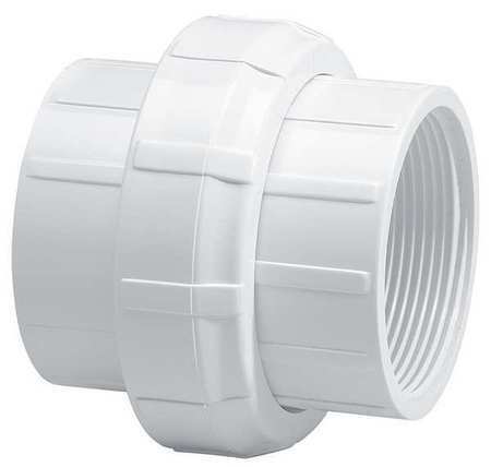 Zoro Select 458012 Pvc Union, Fnpt X Fnpt, 1-1/4 In Pipe Size