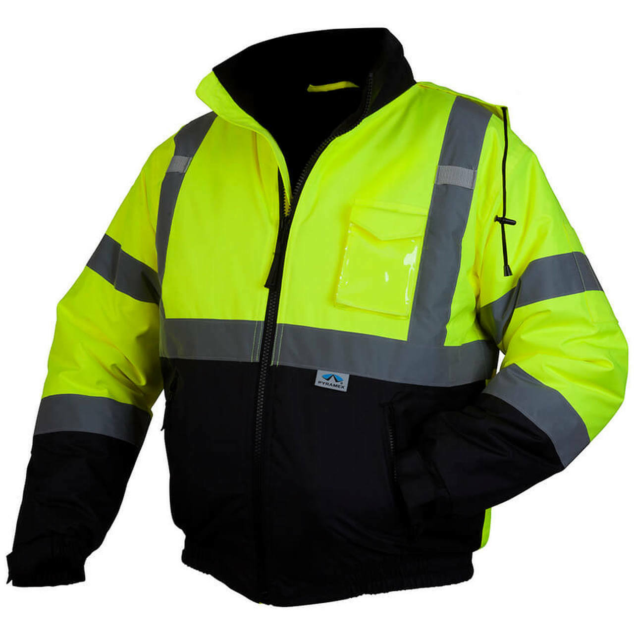 Pyramex Hi-vis Class 3 Insulated Safety Bomber Reflective Jacket Road Work