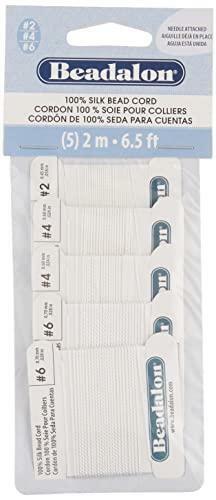 Beadalon 106a-120 Silk Thread, Variety Pack, Sizes 1x02, 2x04, 2x06, 2 Meters