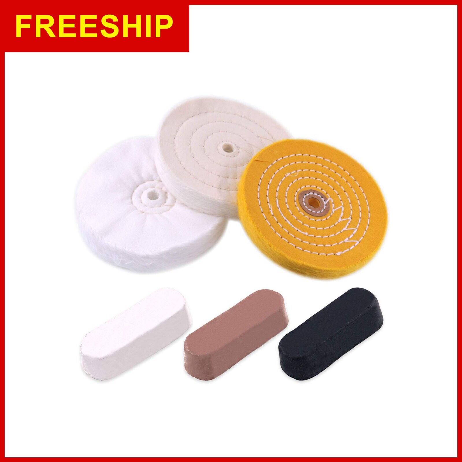 6 Piece Buffing And Polishing Kit Includes Assorted 6 Inch With 1/2" Arbor Hole