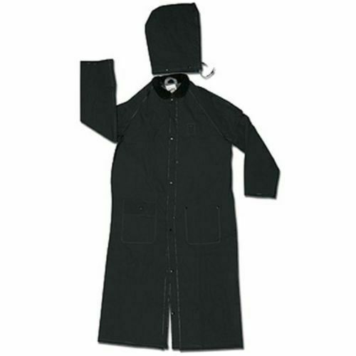 MCR Safety RiverCity 267 60" Classic Black Raincoat w/ Detachable Hood