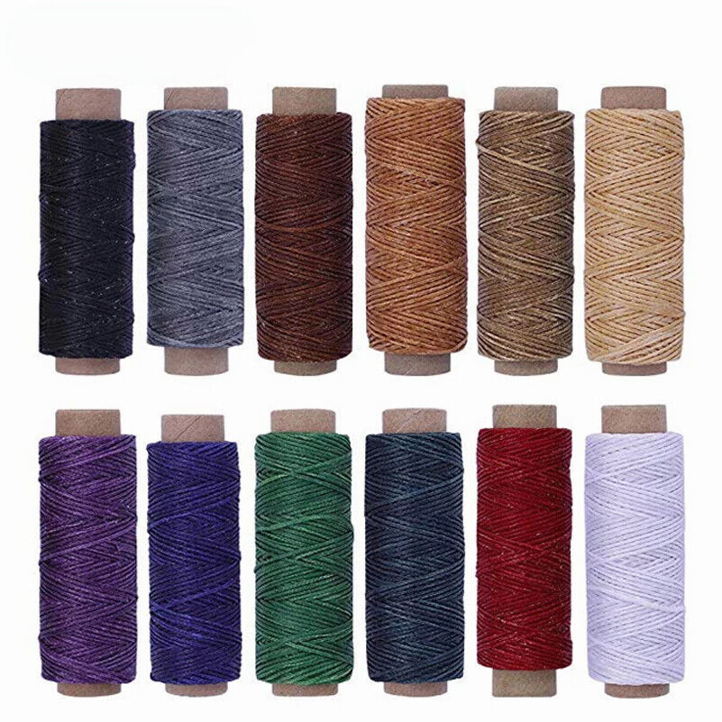 12color/set 50m 150d Leather Sewing Waxed Thread Durable Flat Sewing Thread Wax