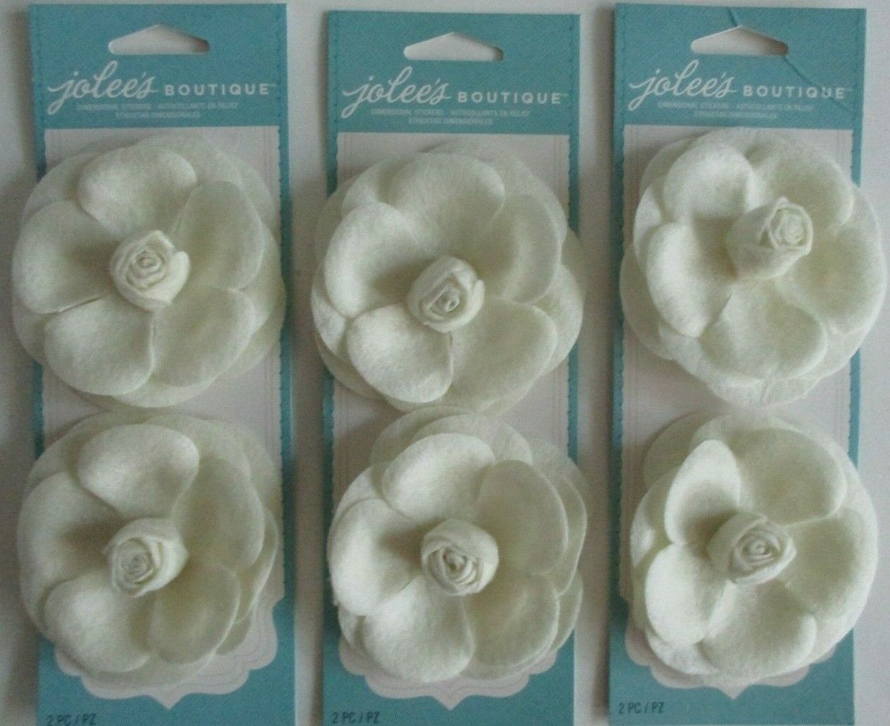 Jolee's Boutique Cream Felt Adhesive Flowers Embellishment Lot Of 3