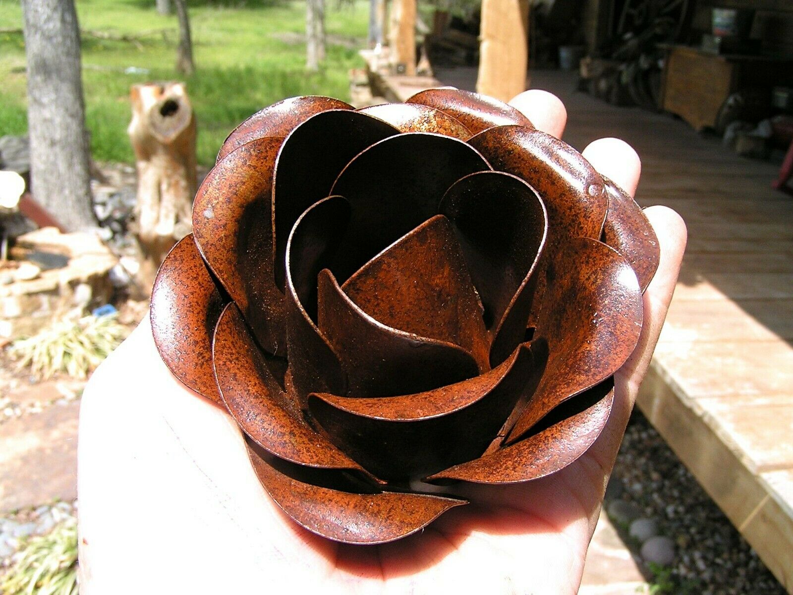 Extra Large Metal Rusty Rose Flower For Accents, Embellishments, Crafting, Art