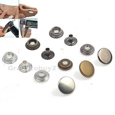 15mm Solid Brass Leather Craft Ring Snaps Fastener Press Studs Kit With Tools