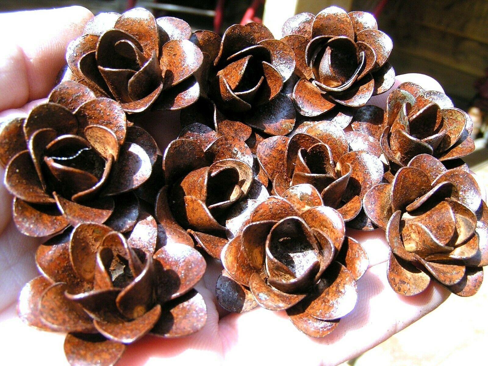 10 Rusty Metal Roses, Flowers For Crafts, Jewelry, Embellishment