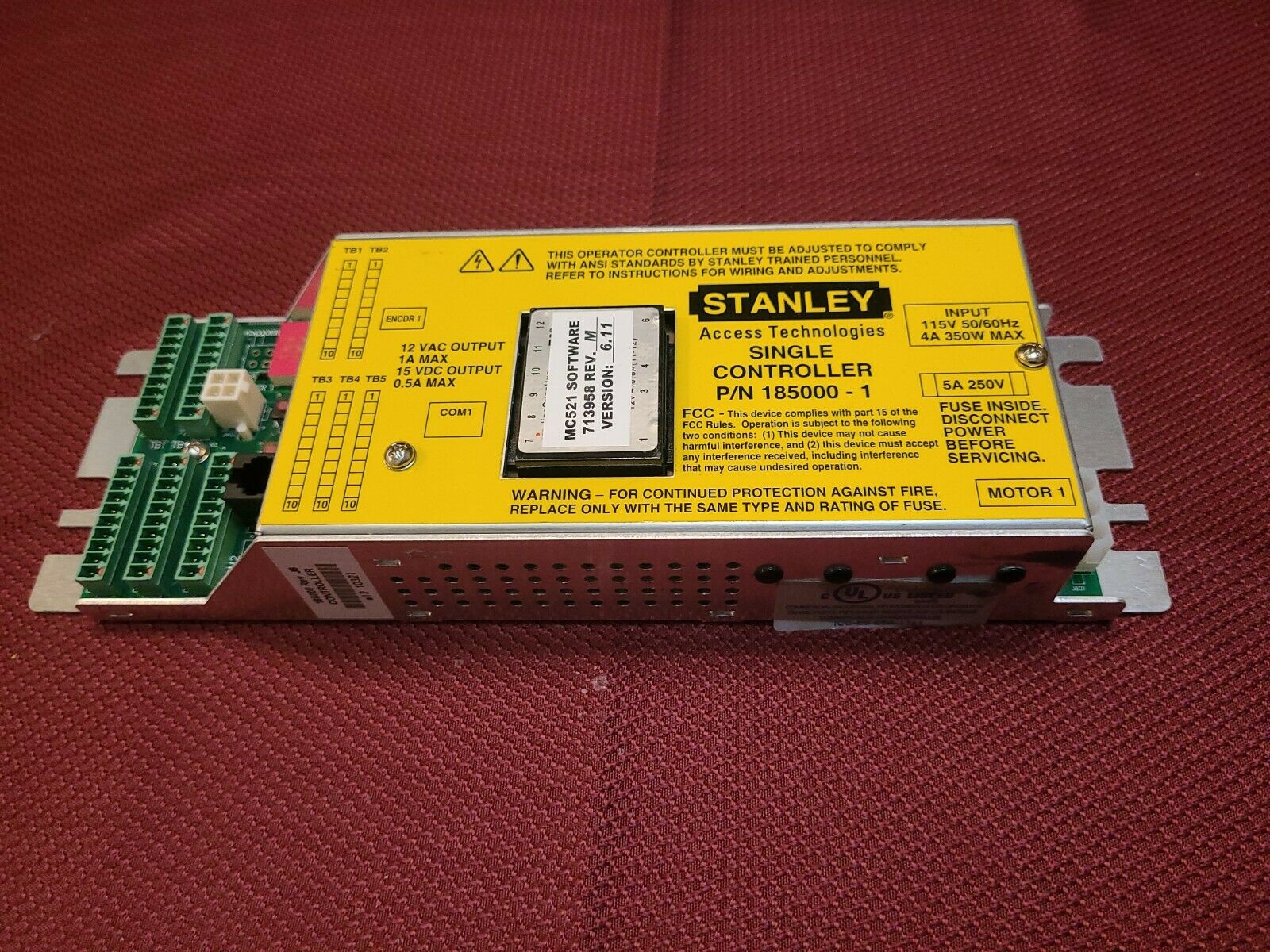 Stanley Mc521 Control 185000-1 Single Motor Application