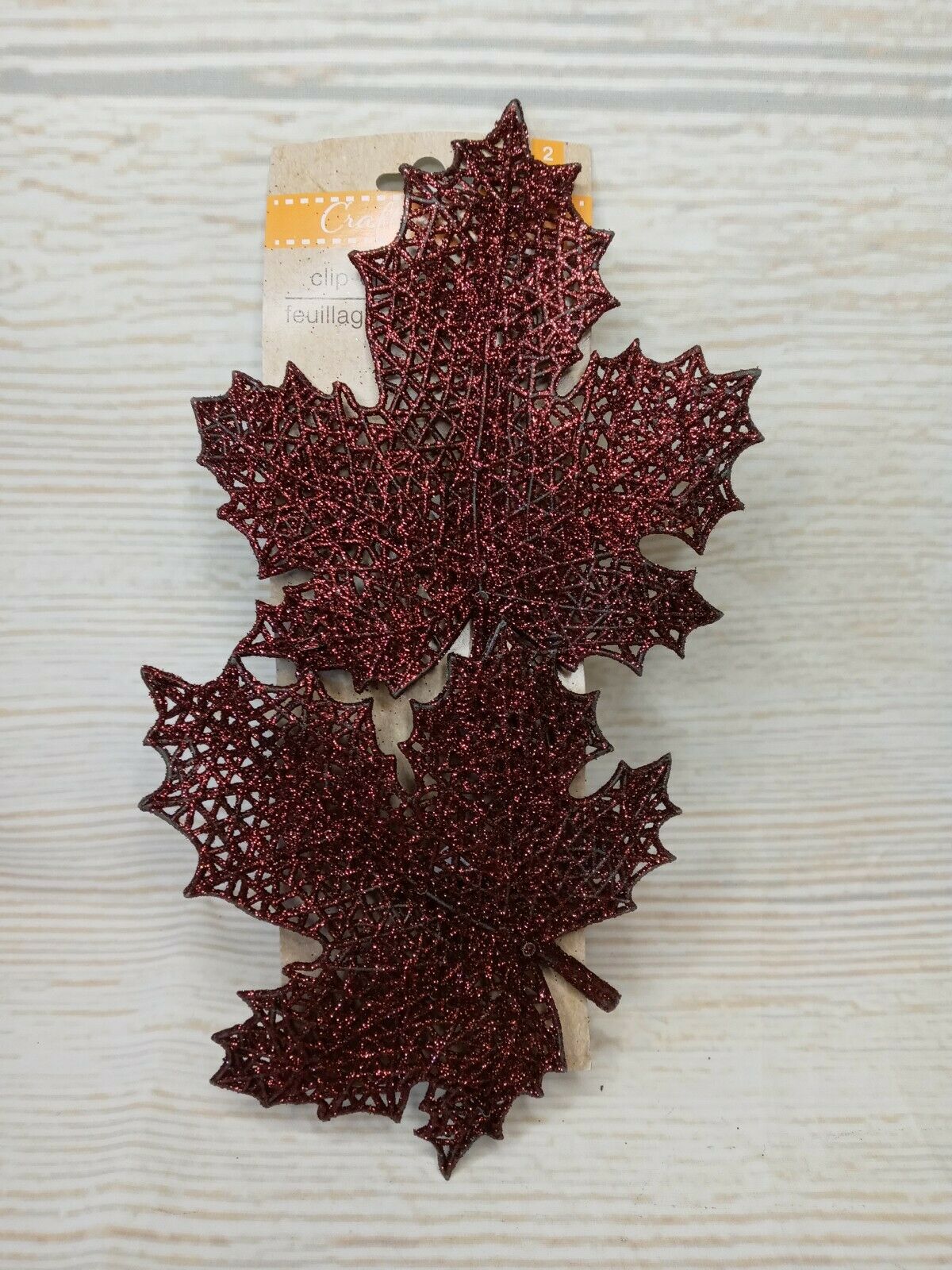 New 5.5"brown Maple Leaf Glitter Clip Fall Halloween Decor Glam Sparkle Crafts
