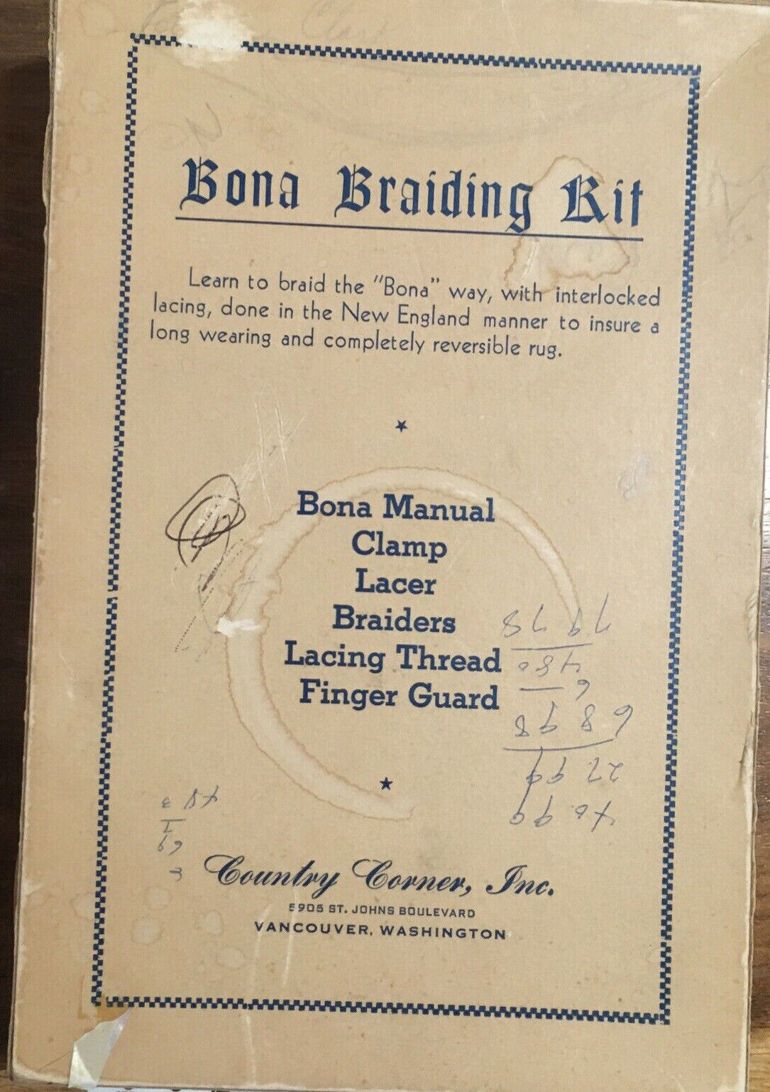 Vintage Bona Rug Braiding Kit Lacer Braiders Thread Clamp
